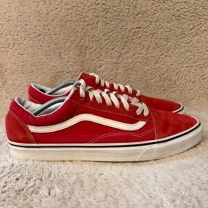 Vans Old Skool Red White Suede Canvas Skate Shoes Mens 13 Low Top VN000D3HY28